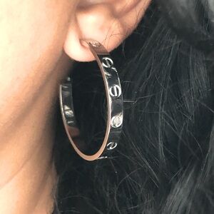 Screw Motif Large Hoop Earrings